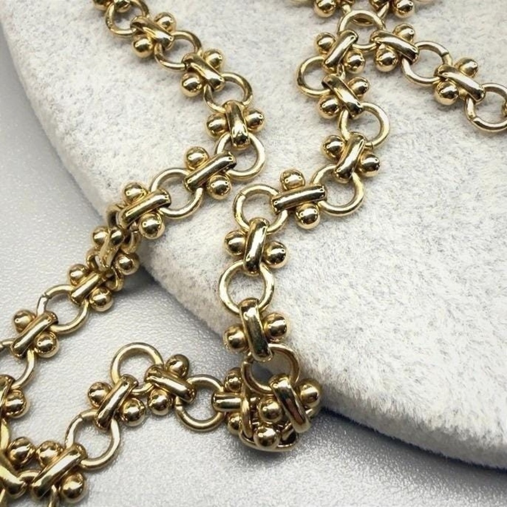 Vintage Gold Tone Necklace Etruscan Revival Link 17" 1990s Minimalist